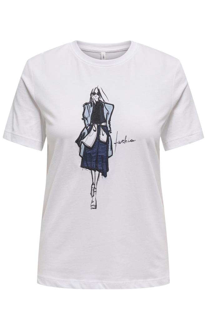ONLEMMA LIFE REG S/S LADY TOP BOX J 15329752 BRIGHT WHITE/FASHION
